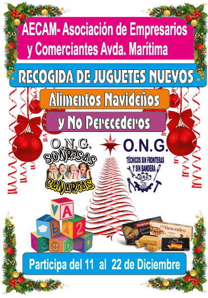 La Asociación de Empresarios y Comerciantes Avenida Marítima organiza una recogida de alimentos y juguetes para la ONG Sonrisas Canarias